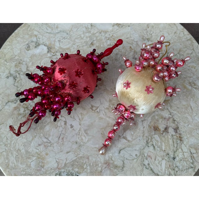 Vintage Hand Made Beaded Christmas Ornaments - a Pair For Sale In Seattle - Image 6 of 6