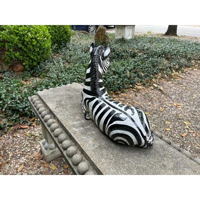 Ceramic 1960s Italian Glazed Terracotta Zebra Sculpture For Sale - Image 7 of 11