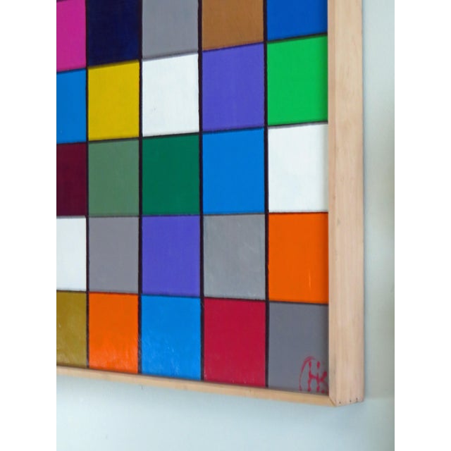 Herman H. Kahan Geometric Abstract Oil Painting on Board Chairish