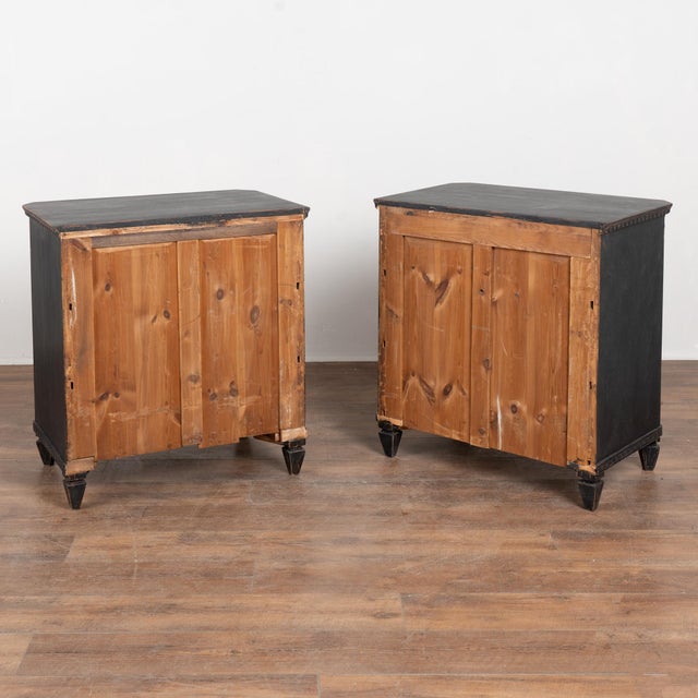 Pair of 19th Century Swedish Gustavian Black Painted Chests of Drawers For Sale - Image 16 of 16