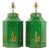 Pair of Vintage British Chinoiserie Green and Gold Hexagonal Hand-Painted Tole Tea Jar Table Lamps For Sale