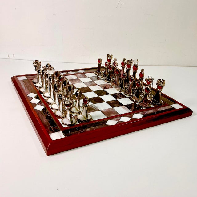 1950s Vintage Frank Lloyd Wright Arts & Crafts Boho Chic Stained Glass Chess Set - Set of 33, Atrributed For Sale - Image 9 of 18