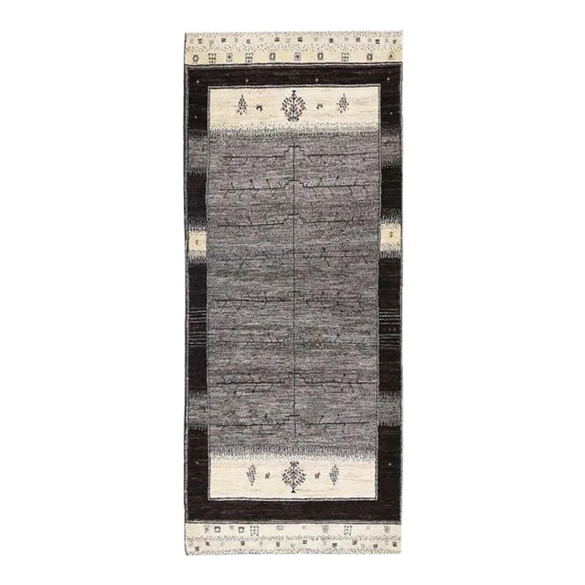 Fine Hand Knotted Persian Gabbeh Runner Rug For Sale