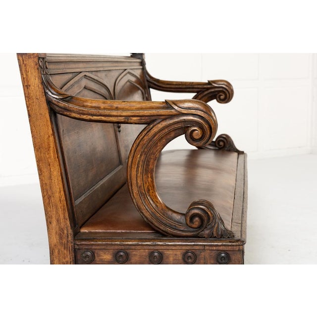 Wood 19th Century English Oak Gothic Bench For Sale - Image 7 of 11