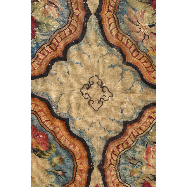 Textile Antique English Needlepoint From the Late-18th Century With Beautiful Flowers 5'10 X 6'1 For Sale - Image 7 of 7
