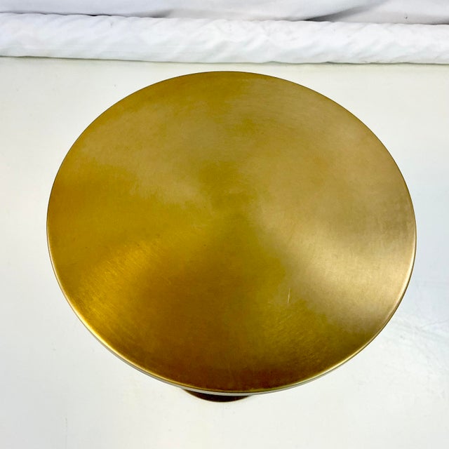 Metal Vintage Contemporary Modern Metal Articulating Drinks Table With Old Gold Finish. For Sale - Image 7 of 8