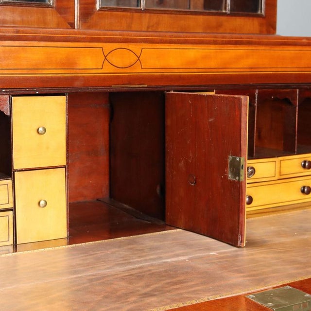 19th Century 19th Century Mahogany Bookcase with Maple Inlays, England For Sale - Image 5 of 16