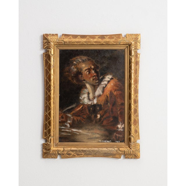 1940s France Amber Canvas Painting For Sale - Image 13 of 16