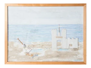 Fire Island, Sand Castle on the Beach Collage, Signed