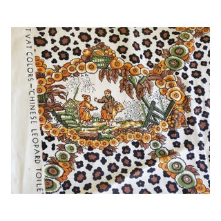 Sample of Vintage Brunschwig & Fils Chinese Leopard Toile Fabric For Sale
