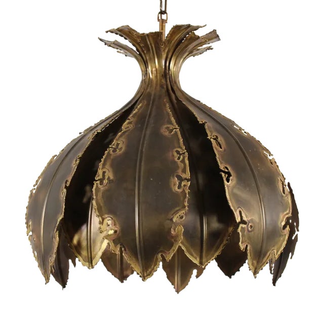 Brutalist Brass Onion Pendant by Svend Aage Holm Sørensen, Denmark, 1960s For Sale