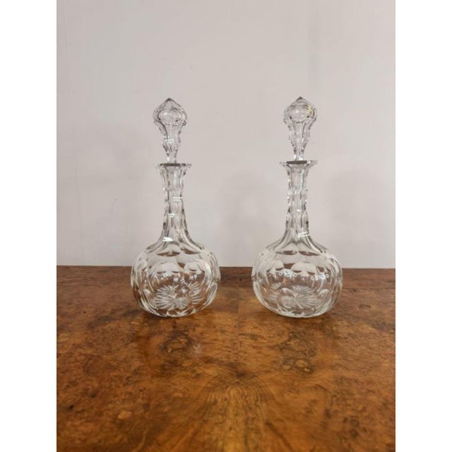 Antique Edwardian Cut Glass Decanters, 1900, Set of 4 For Sale - Image 3 of 6