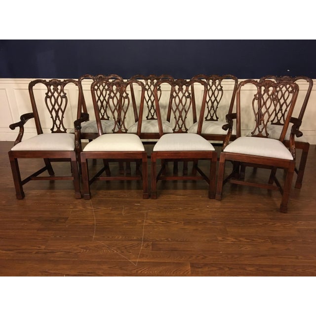 Straight Leg Chippendale Style Dining Chairs by Leighton Hall - Set of 8 For Sale - Image 4 of 11