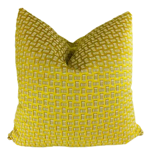 Bright Gold Geometric Cut Velvet 22” Pillows-A Pair