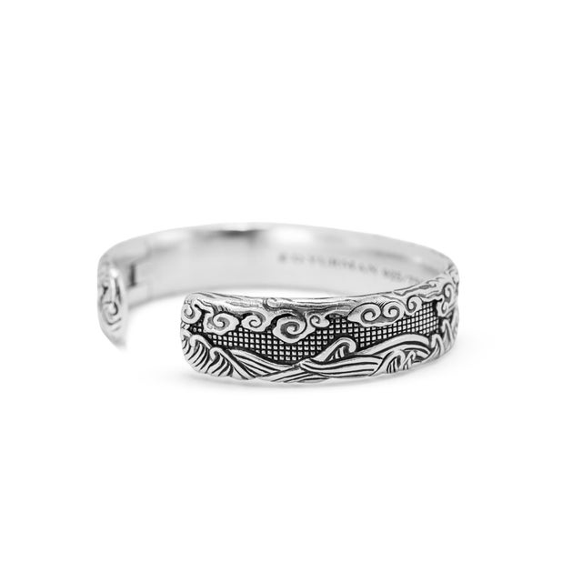 Modern Men’s David Yurman Waves Sterling Silver & 18k Yellow Gold 12mm Cuff Bracelet For Sale - Image 3 of 8