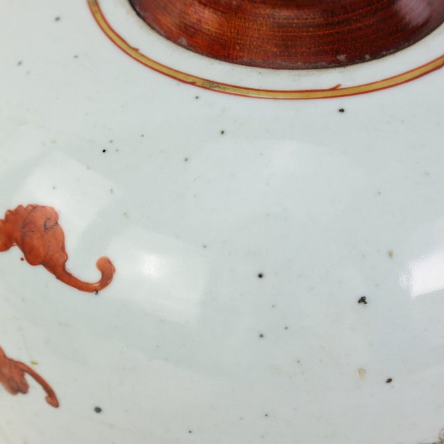 Antique Famille Rose Porcelain Vase Lamp With Birds on Flowering Plum Branches and Rockery For Sale - Image 12 of 14