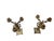 Ornate matching pair of vintage three-light candelabras featuring scrolling foliate arms, beaded candle cups and classical...