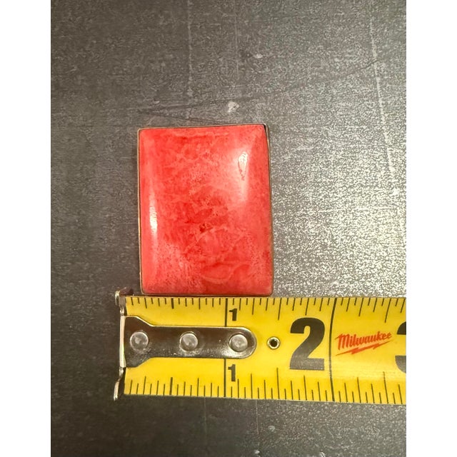 1960s 1960s Sterling Silver Red Sponge Coral Pendant Rectangle Modernist Classic 1.5x1.75in For Sale - Image 5 of 5
