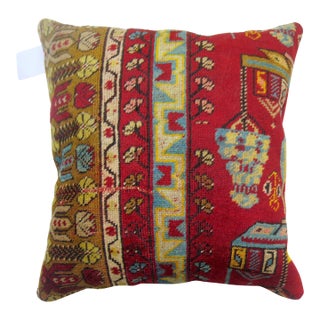 Bright Red Bohemian Turkish Rug Pillow For Sale