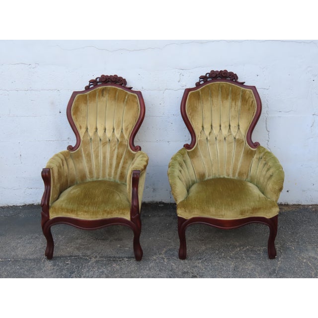 Victorian Style Carved Side Chairs a Pair 6361 For Sale - Image 10 of 14