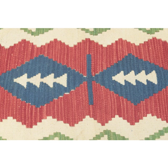 1960s Tribal Geometric Red and Green Kilim Rug For Sale - Image 9 of 13