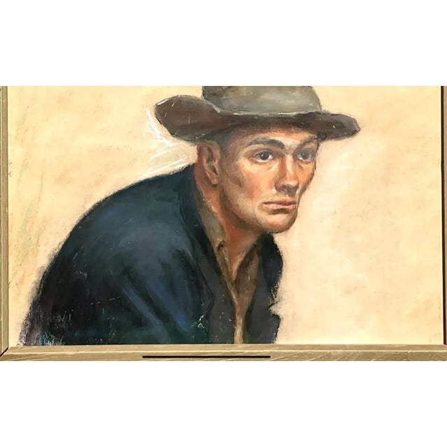 Vintage Boho Original 1956 Pastel Oil Painting on Paper For Sale - Image 10 of 12