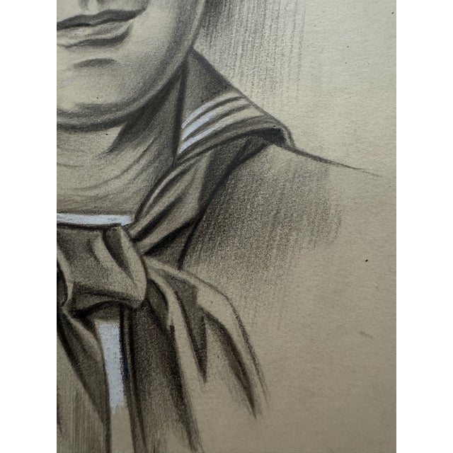 Original graphite pencil drawing by American artist and illustrator Theodore E. Schrock (1879–1952), depicting a portrait...