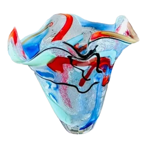 Murano Tall Handblown "Carnevale" Vase by Davide Dona, Italy 2010. Signed.