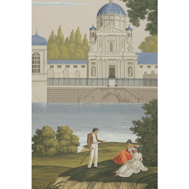 Monuments of Paris, Hand-Painted Wallpaper For Sale - Image 4 of 12