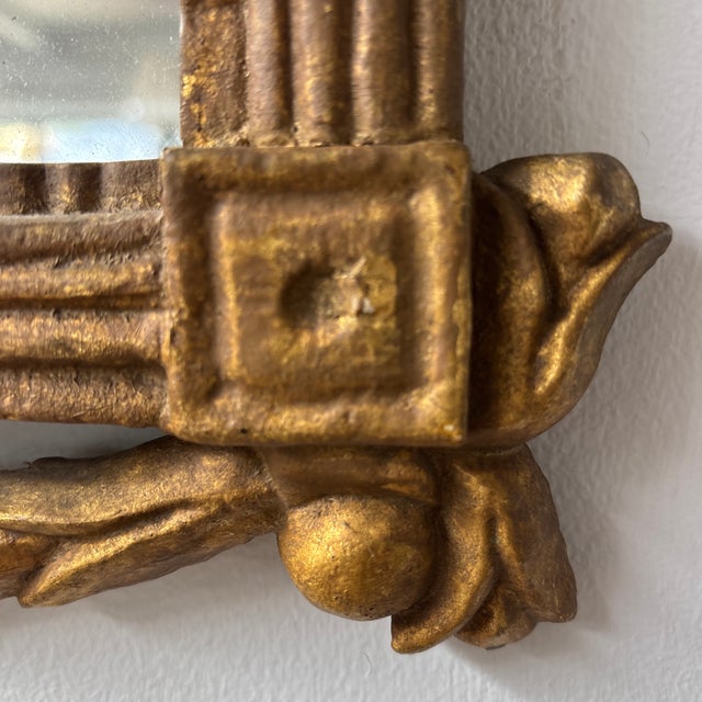 Gold Mid 19th Century Neoclassical Urn and Floral Carved Gilt Mirror For Sale - Image 8 of 10