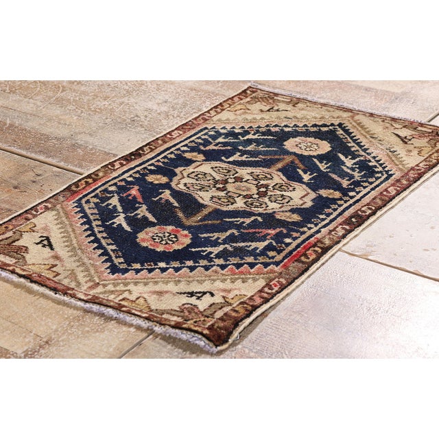Navy Blue Antique Persian Hamadan Rug, 01'06 X 02'08 For Sale - Image 8 of 10