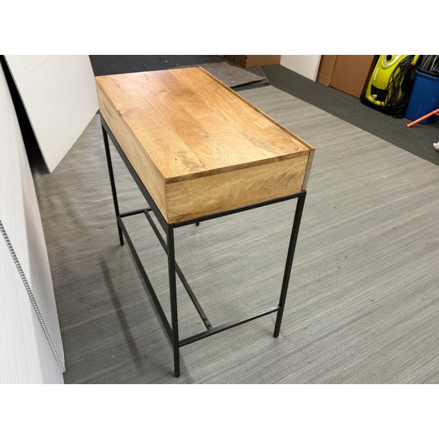 Black West Elm Industrial Mango Wood Mini Desk For Sale - Image 8 of 12