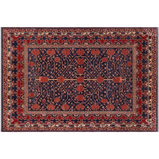 Bohemian Super Kazak Blue/Red Wool Rug - 7'0'' X 7'8'' For Sale - Image 9 of 10