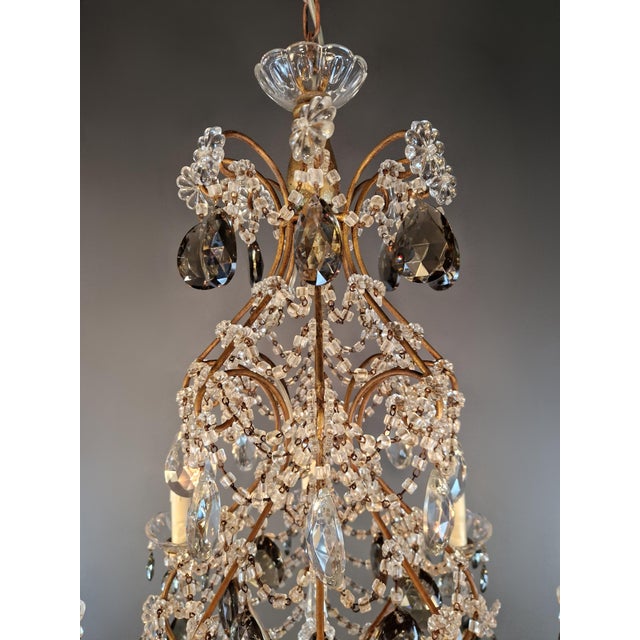 Wood Antique Italian Baroque Revival Crystal Chandelier Wood Smoked Crystal Drops For Sale - Image 7 of 8