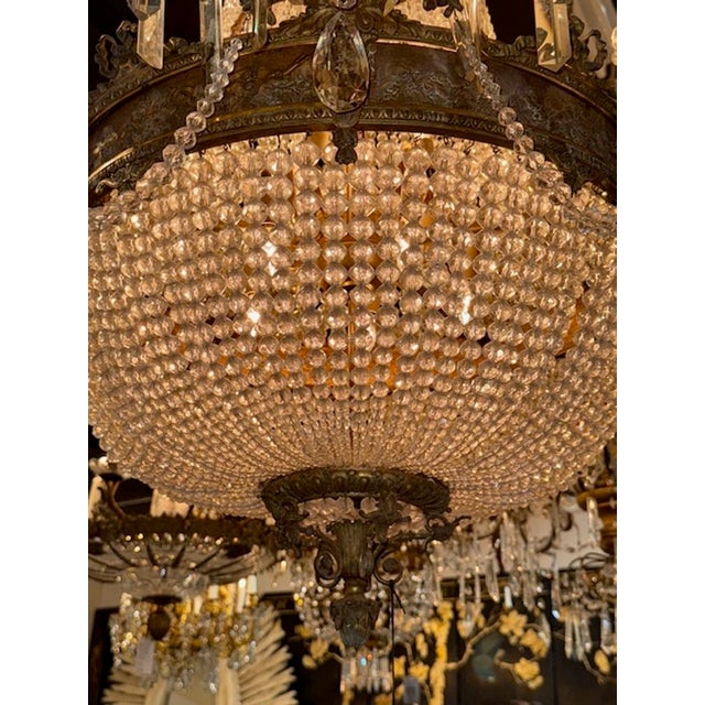 19th Century Italian Gilt Bronze and Crystal Basket Chandelier For Sale In Dallas - Image 6 of 10