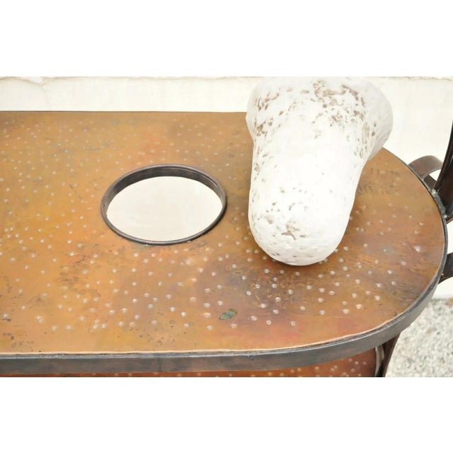 French Art Nouveau Brutalist Mid Century Scrolling Iron Kitchen Island Bar Table For Sale - Image 4 of 12