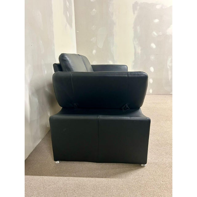 Animal Skin Black Leather 2-Seater Sofa with Adjustable Armrests from Leu Swiss, 2000s For Sale - Image 7 of 14