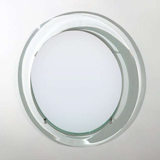 1970s Wall Mirror with Curved Glass Frame by Metalvetro, 1970s For Sale - Image 5 of 12