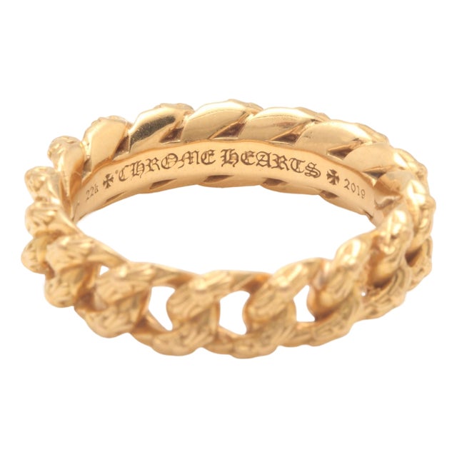 Authentic Chrome Hearts Link Men's Ring in 22k Solid Yellow Gold 16.1g, Size 12 For Sale