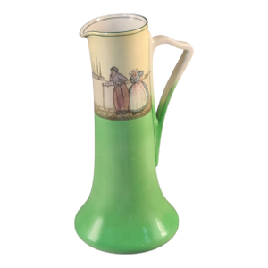 Antique Royal Doulton England Hand Painted Figural Nautical Green Pitcher Vase