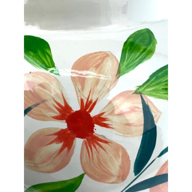 1960s Vintage French Hand-Painted Floral Ginger Jar With Lid For Sale - Image 5 of 11