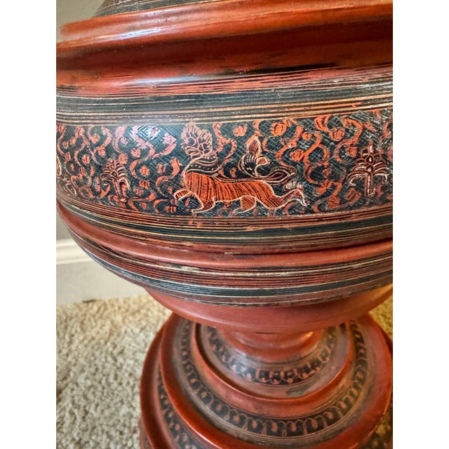 Wood Antique Burmese Hsun-Ok Ceremonial Offering Vessel | Yun Lacquerware | Late 19th / Early 20th Century For Sale - Image 7 of 10