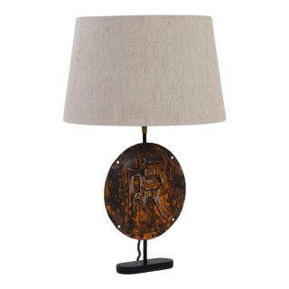 Antique French Metal Sign Table Lamp For Sale