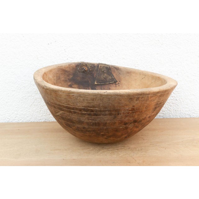 Antique African Bowl With Metal Handle For Sale - Image 4 of 11