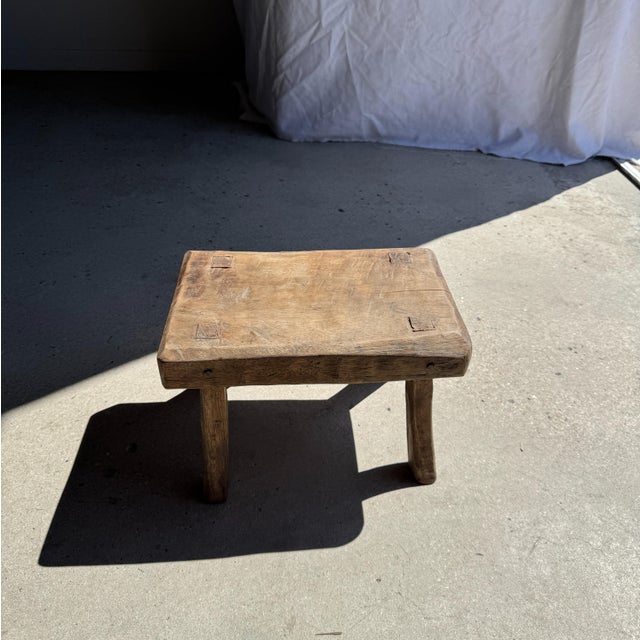Small Vintage Side Stool in Teak, 1980s For Sale - Image 4 of 11