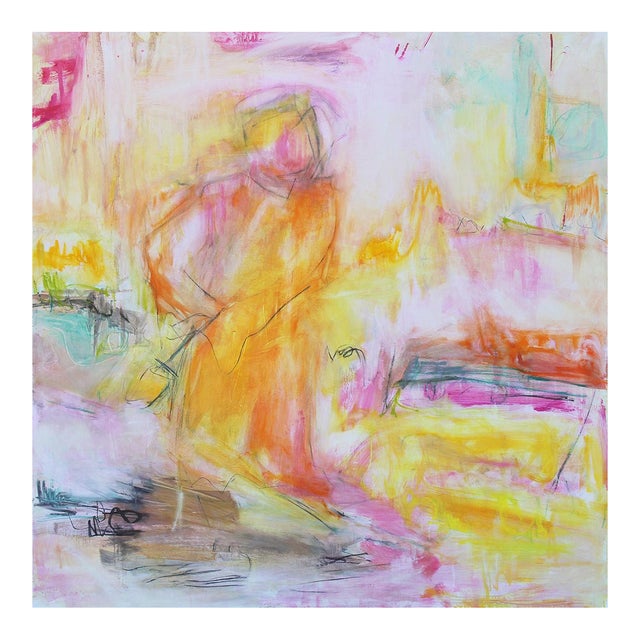 "Monk in the Tulip Garden" by Trixie Pitts Large Abstract Oil Painting For Sale