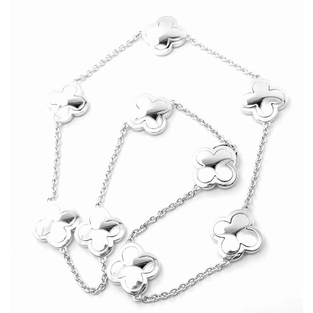 Silver 1990s Van Cleef & Arpels Pure Alhambra Nine Motifs Diamond White Gold Necklace For Sale - Image 8 of 11