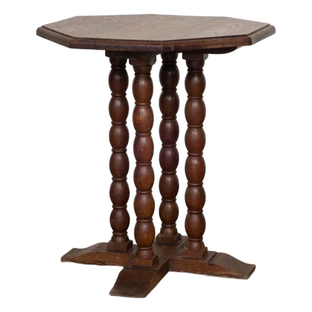 1940s French Bobbin Wood Side Table For Sale