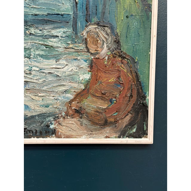 Einar Emland, Figure by the Harbor, 1950s, Oil Painting on Canvas, Framed For Sale - Image 13 of 18