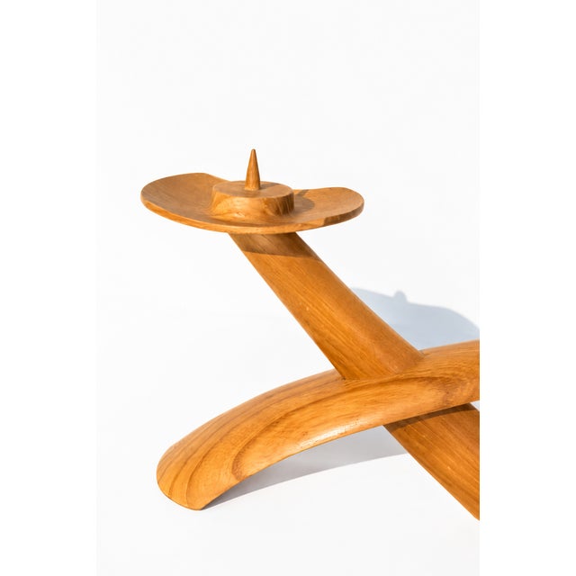 Mid-Century Modern Biomorphic Boomerang Wood Double Flame Candlestick, 1950s For Sale - Image 6 of 10